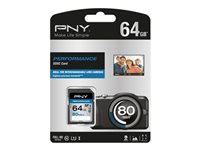 PNY Performance - Carte mémoire flash - 64 Go - UHS Class 1 / Class10 - SDXC UHS-I SD64GPER80-EF