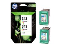 HP 343 - Pack de 2 - 7 ml - couleur (cyan, magenta, jaune) - originale - cartouche d'encre - pour Officejet H470, K7100, K7103; Photosmart 25XX, 2710, 428, C4140, C4150, C4183, C4190 CB332EE