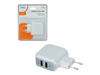 MCL Samar - Adaptateur secteur - 3.4 A - 2 connecteurs de sortie (USB) - blanc, argent PS-5DC/2USBWZ