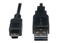 Tripp Lite 3ft USB 2.0 High Speed Converter Adapter Cable Reversible A to 5Pin Mini B M/M 3' - Câble USB - mini USB type B (M) pour USB (M) - USB 2.0 - 91 cm - connecteur à 90°, moulé - noir UR030-003