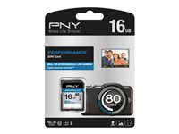 PNY Performance - Carte mémoire flash - 16 Go - UHS Class 1 / Class10 - SDHC UHS-I SD16GPER80-EF