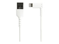 StarTech.com Câble USB-A vers Lightning Blanc Robuste 2m Coudé à 90° - Câble de Charge/Synchronisation USB Type A vers Lightning en Fibre Aramide Résistante - Apple MFi - iPhone (RUSBLTMM2MWR) - Câble Lightning - Lightning mâle incliné pour USB mâle - 2 m - double blindage - blanc RUSBLTMM2MWR