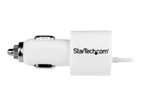 StarTech.com Chargeur voiture double - Adaptateur allume cigare avec câble Micro USB et port USB 2.0 - Haute puissance 21W / 4,2A - Adaptateur d'alimentation pour voiture - 21 Watt - 4.2 A - 2 connecteurs de sortie (USB, Micro-USB de type B) - sur le câble : Micro-USB - blanc - pour P/N: USBLT1MW, USBLT1MWS, USBLT2MBR, USBLT2MW, USBLT30CMW, USBLTM1MBK, USBLTM1MWH USBUB2PCARW